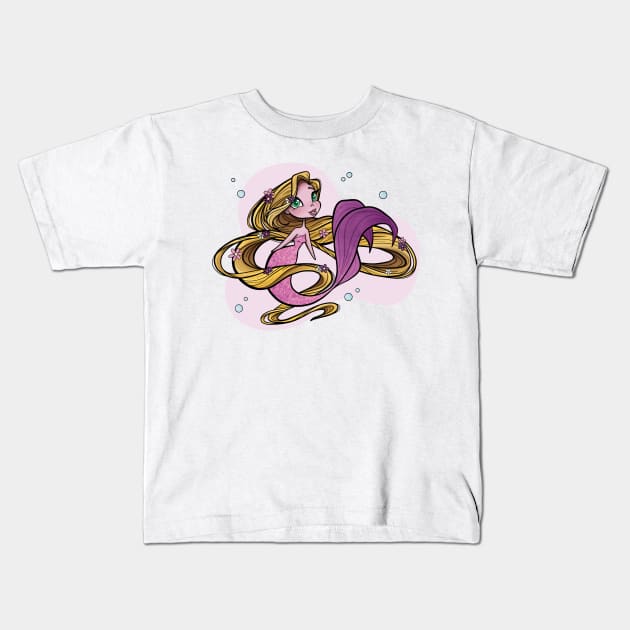 Blonde And Pink Mermaid Kids T-Shirt by JBeasleyDesigns